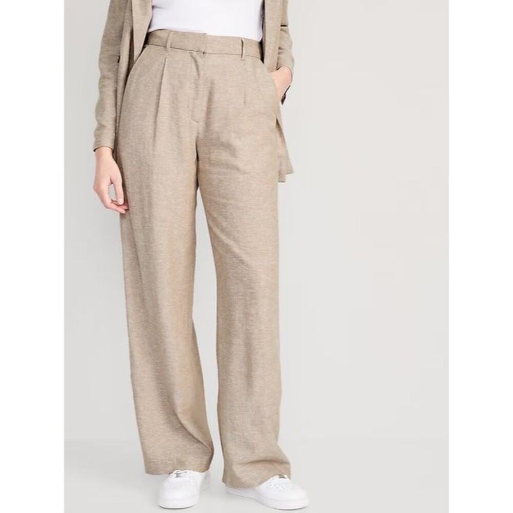 Old Navy Size XL Women's Pants Taylor Wide Leg Trouser Linen Blend Flowy